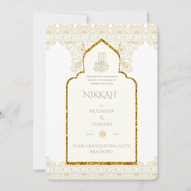 NIKAH - Convite Dourado para Casamento da Mesquita (Frente)