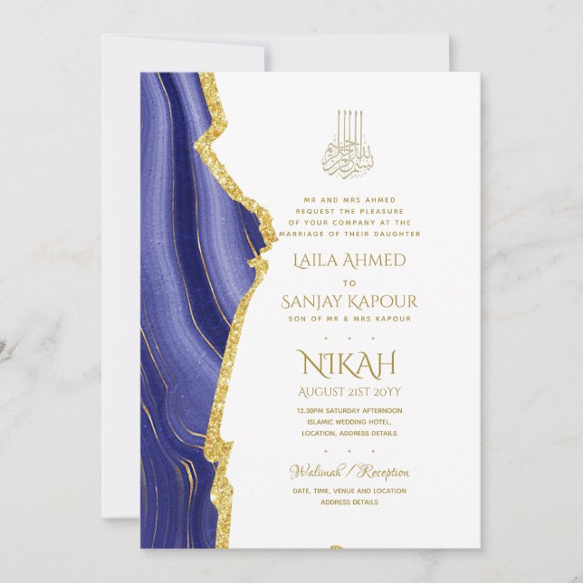Nikah Convites de casamento - Agate Dourado Walima (Frente)