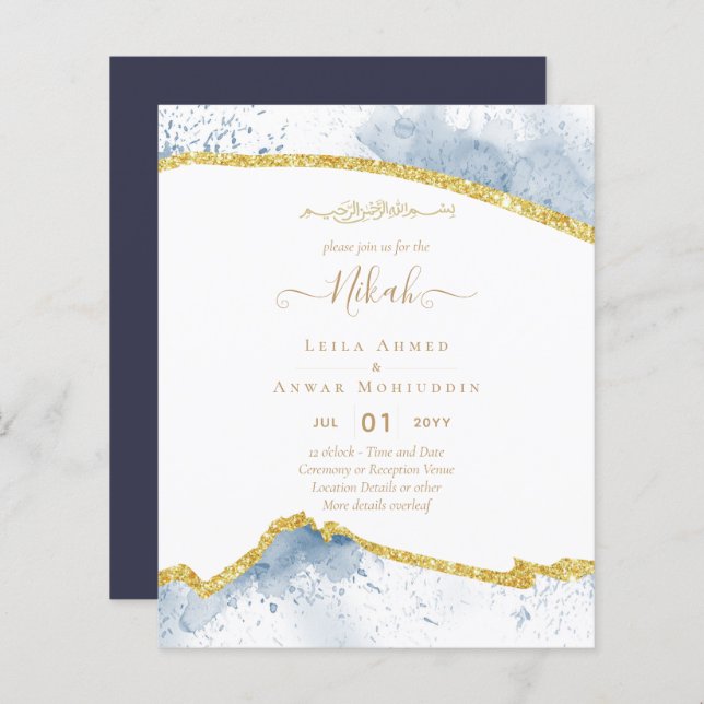 NIKAH Islâmico Bismillah Casamento Convites ORÇAME (Frente/Verso)