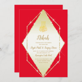 Nikah Red Dourado Motif Convite de casamento