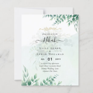 Nikah Walima GREENERY CONVITE DE CASAMENTO Islâmic