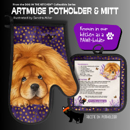 NIKO -CHOW DOG Luvas de Forno e Suporte para Panel