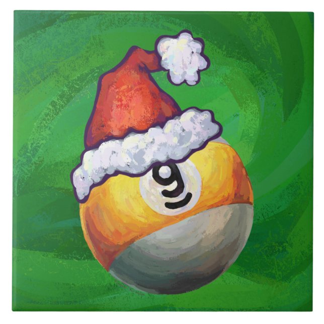 Nine Ball em Santa Hat em Verde (Frente)