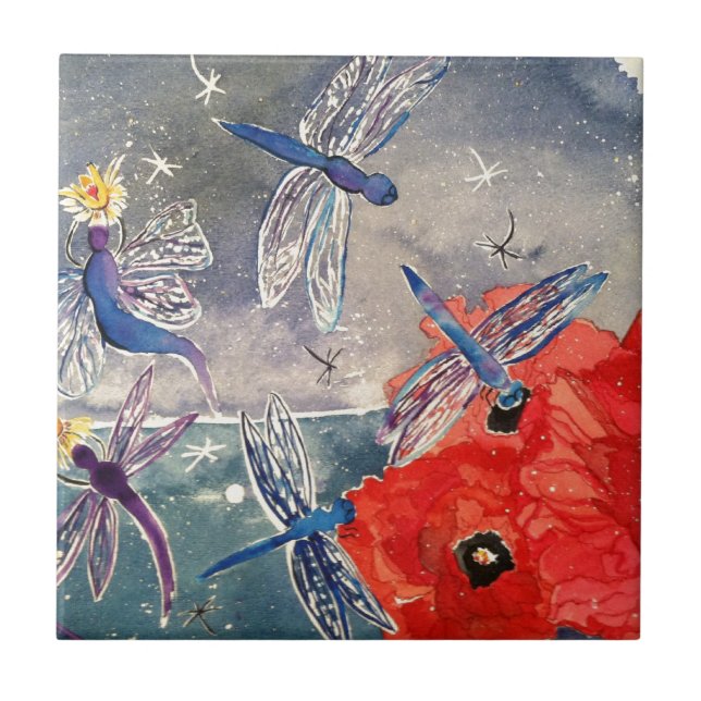 Ninfas e pintura da aguarela da libélula (Frente)