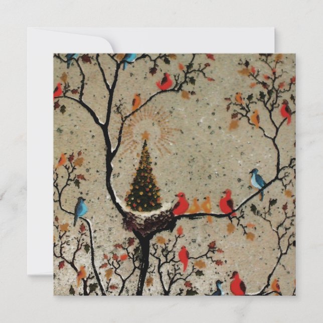 Ninho de Árvore de Natal ~ Convites (Frente)