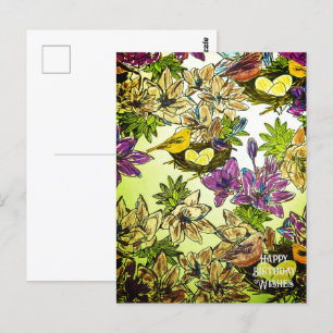 NINHO DE PÁSSARO LARANJA ROXO     Cartão Postal Co