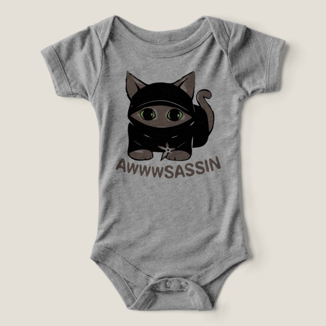 Ninja Cat Baby Bodysuit (Design frontal)