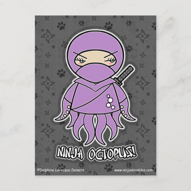 Ninja Octopus! Cartão Postal (Frente)