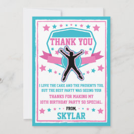 Ninja Warrior Girls Pink & Teal Cartões de agradec