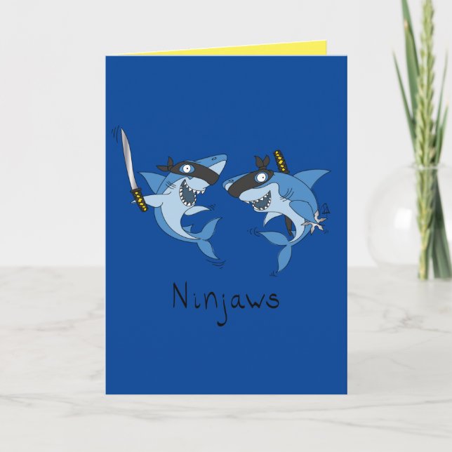 Ninjaws Ninja Sharks Cartão de Saudação Engraçado (Frente)
