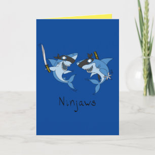 Ninjaws Ninja Sharks Cartão de Saudação Engraçado