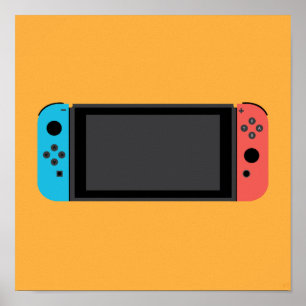 Nintendo comuta (azul de néon/vermelho) o poster