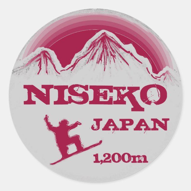 Niseko Japão - adesivos cor-de-rosa de snowboard d (Frente)