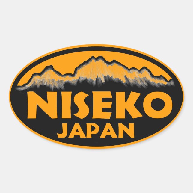 Niseko Japão - adesivos laranja ovais (Frente)