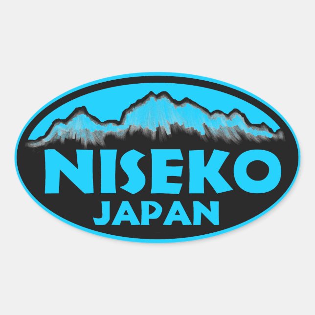 Niseko Japão - adesivos ovais azuis (Frente)