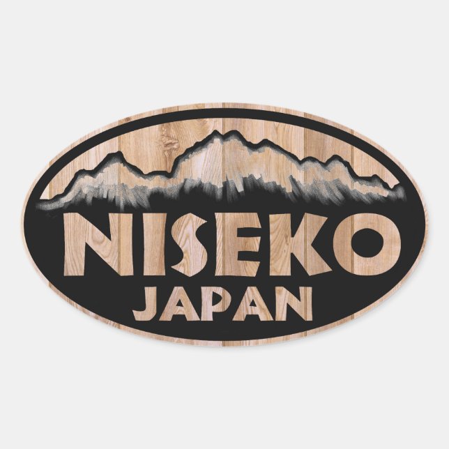 Niseko Japão madeira adesivos ovais de madeira (Frente)