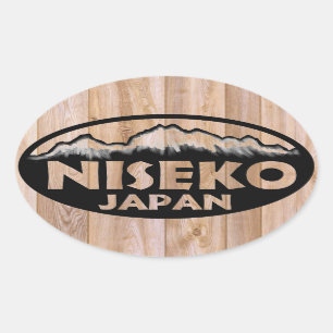 Niseko Japão madeira adesivos ovais de madeira