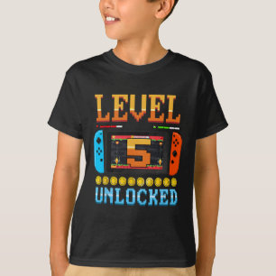 Nível 5 Desbloqueado Camisa de Aniversário de 5 an