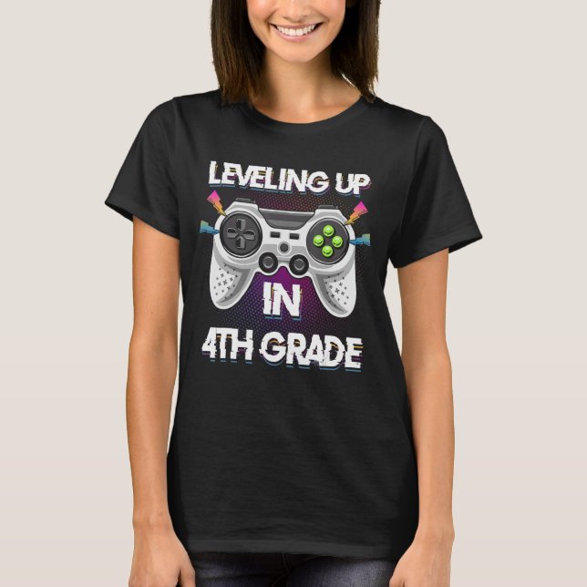 Nivelando em Camisetas de jogos de vídeo do 4º ano (Frente)