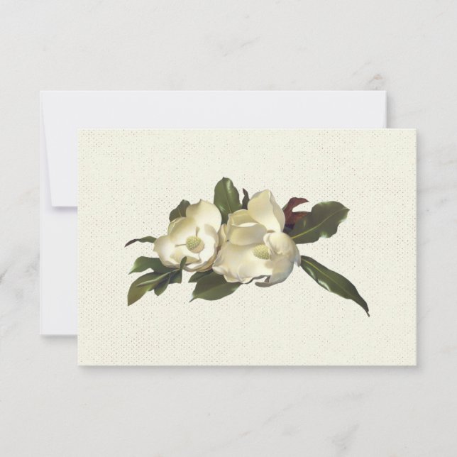 No Amor - Vintage Magnolia Flowers Casando RSVP (Frente)