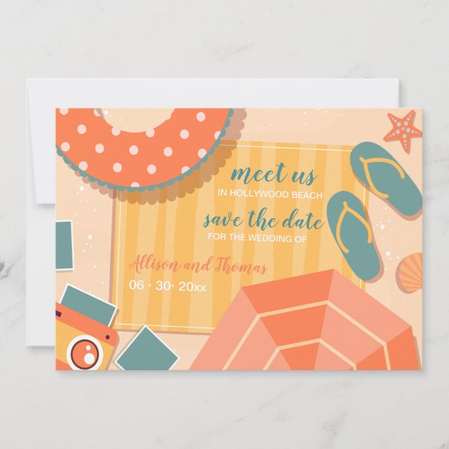 No anúncio de salvar a data na areia (Frente)