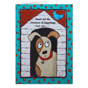 No cartão da casa de cachorro