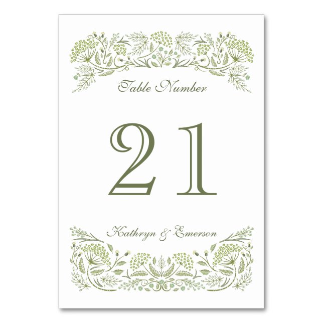 No Cartão de Mesa de Casamento da Prairie (Frente)