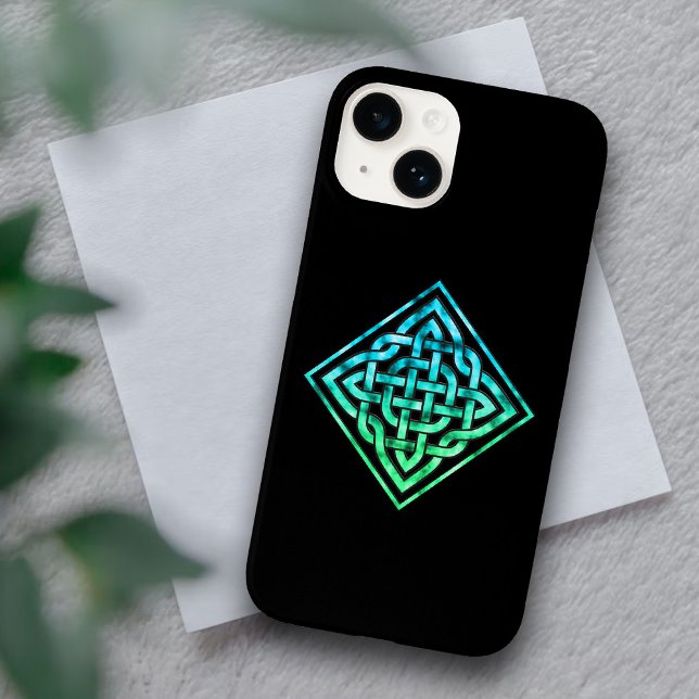 Nó Celta - Solteiro Azul iPhone Verde 14 Caso (Criador carregado)