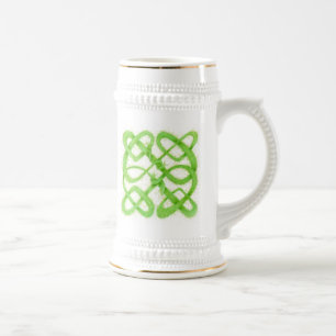 Nó CELTICO VERDE Branco e Caneca de cerveja Dourad