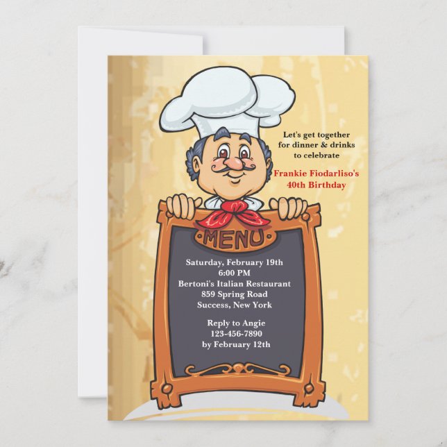 No Convite de Menu (Frente)