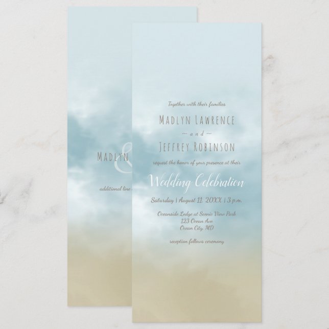 No convite para casamento da praia do surf oceânic (Frente/Verso)