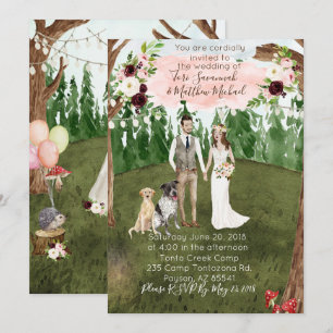 No Convite Para Casamento Florestal com Cães-2