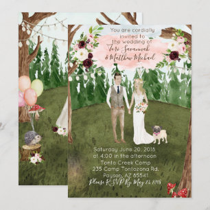 No Convite Para Casamento Florestal - Com Pet Pug