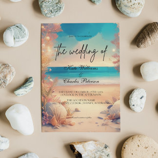 No convite para o casamento na praia