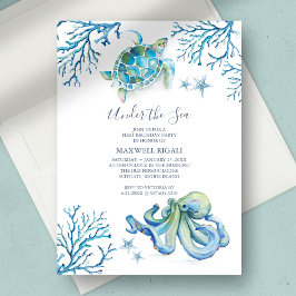 No Convite Para primeiros aniversarios Sea Boy