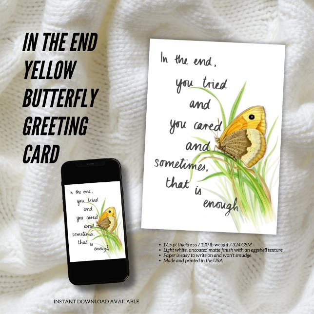 No final, Cartão de Saudação da Borboleta Amarela (The Butterfly Studio
🌼In the end 🦋 Yellow Butterfly Greeting Card)