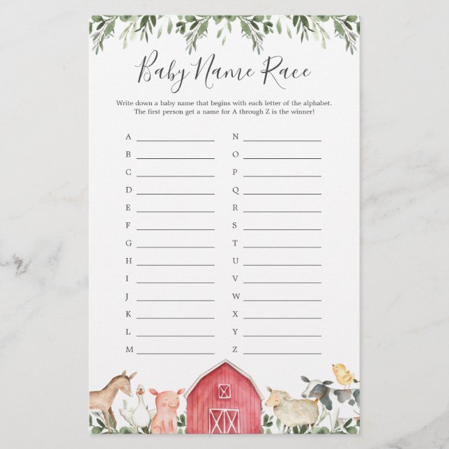 No Jogo Race do Nome do Chá de fraldas da Fazenda (Frente)