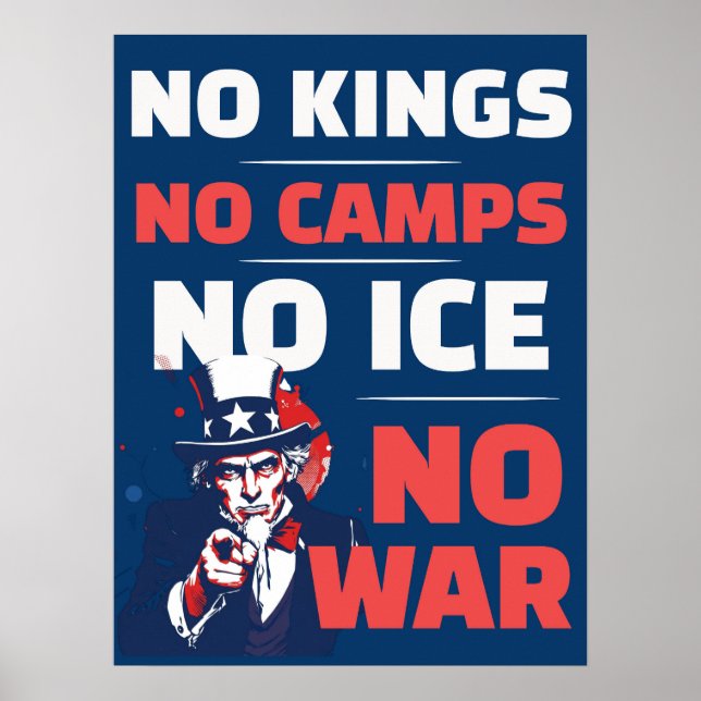 No Kings No ICE No Camps No War Poster  (Frente)
