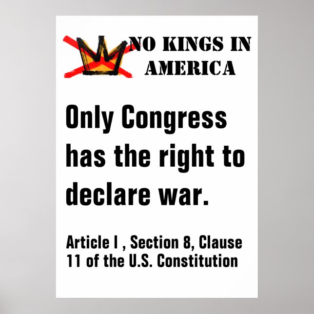 No Kings Protest poster - Right to Declare War (Frente)