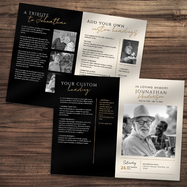 No Loving Memory 5-Photo Elegant Memorial Program (Criador carregado)