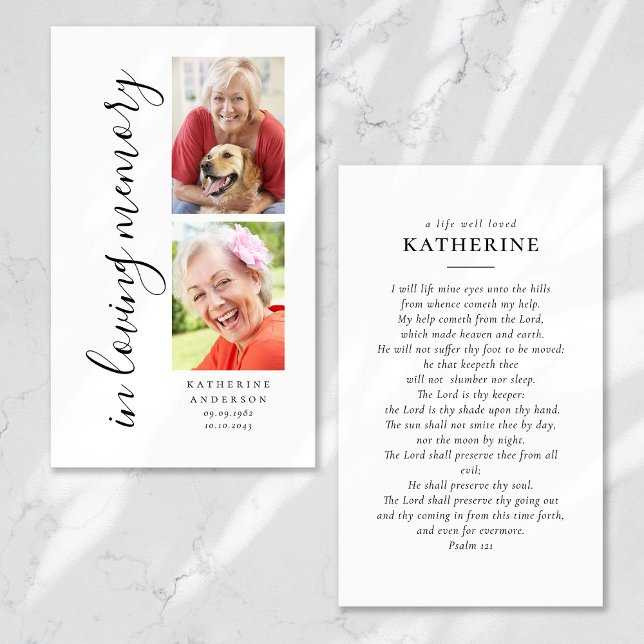 No Loving Memory Calliographic 2 Photo Prayer Card (Criador carregado)