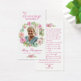 No Loving Memory Floral Photo Funeral Prayer Card