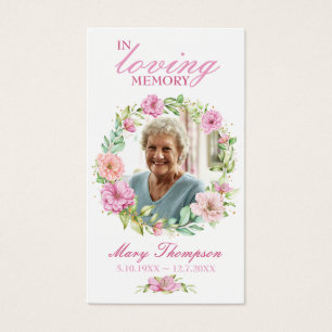 No Loving Memory Floral Photo Funeral Prayer Card