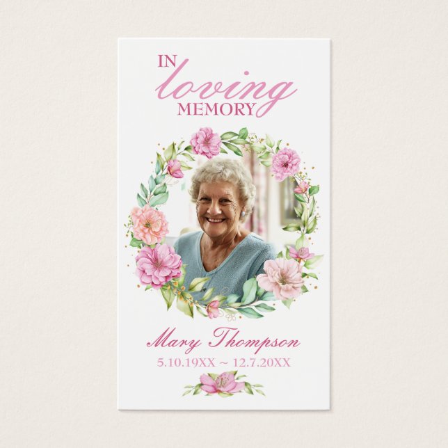 No Loving Memory Floral Photo Funeral Prayer Card (Frente)