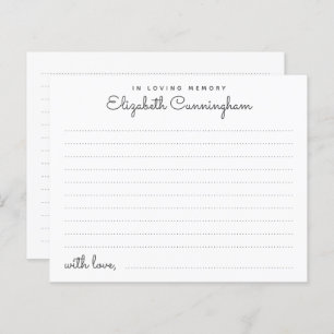 No Loving Memory Funeral Simple Attendance Card