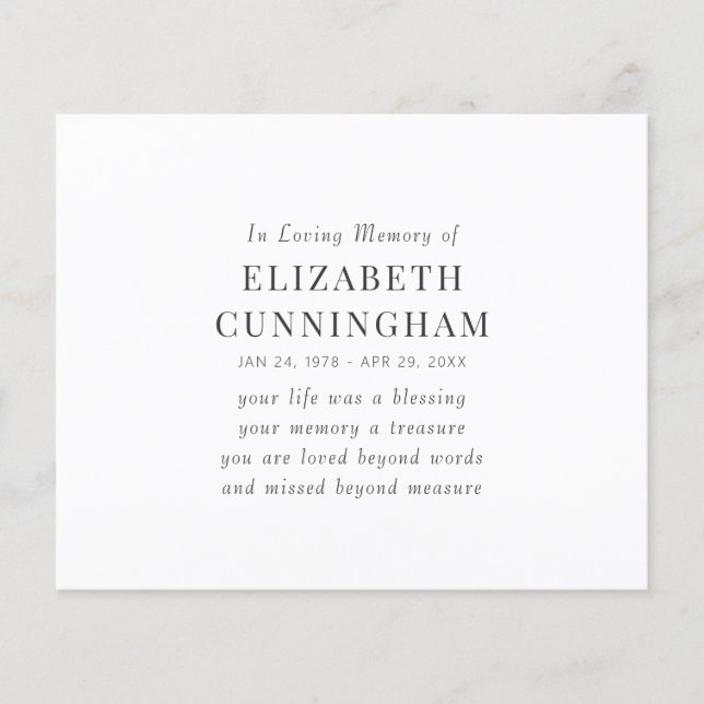 No Loving Memory Memorial Modern Simple Cote (Frente)