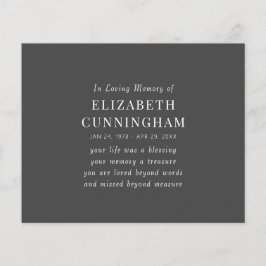 No Loving Memory Memorial Modern Simple Cote