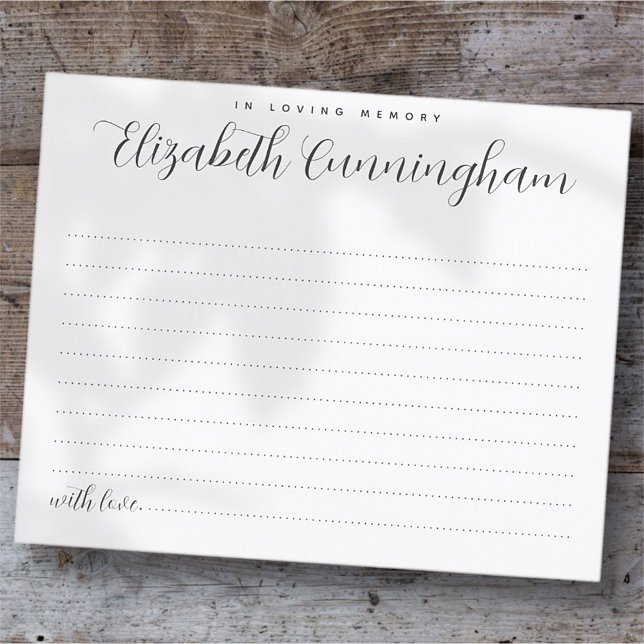 No Loving Memory Modern Elegant Attendance Card (Criador carregado)