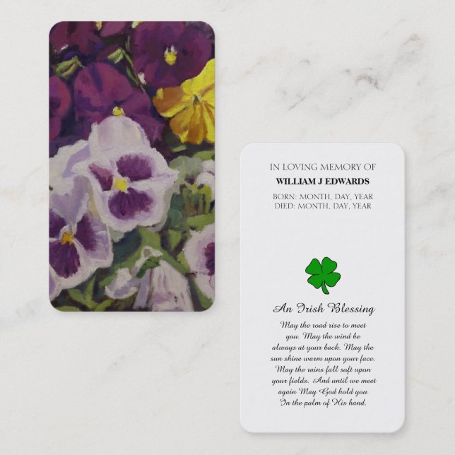 No Loving Memory Pansy Flower Cartão de condolênci (Frente/Verso)