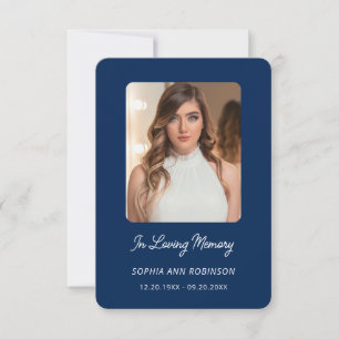 No Loving Memory Photo Funeral Blue Prayer Card